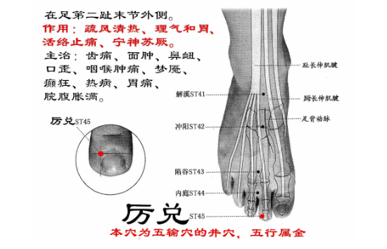 厉兑穴的功效与作用