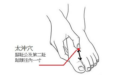 太冲穴的位置